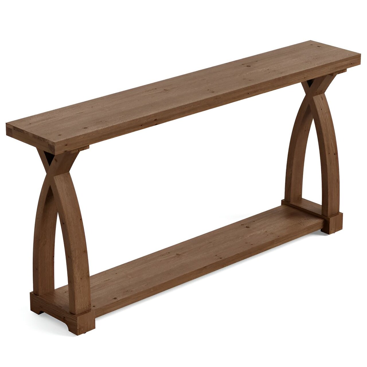 63" Solid Wood 2-Tier Console Table Narrow Entryway Sofa Table